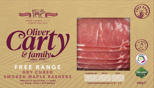 OC Free Range Dry Cured Smoked Maple Rasher 150g