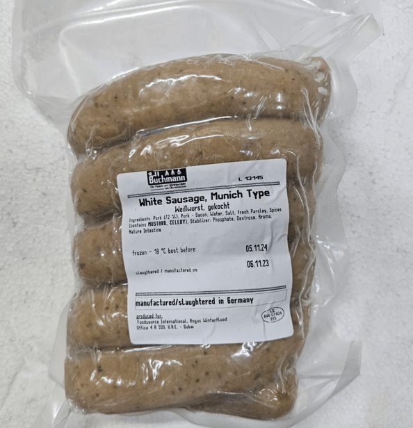 FROZEN Pork White Sausage-Weisswurst 800G