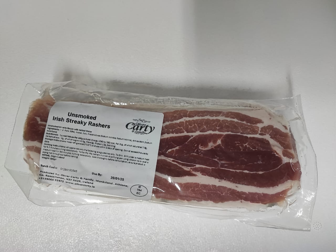 # OC Irish Streaky Bacon - 500g